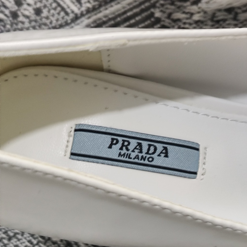 Prada White Pointed Patent Leather Pumps - Picture 3 of 9